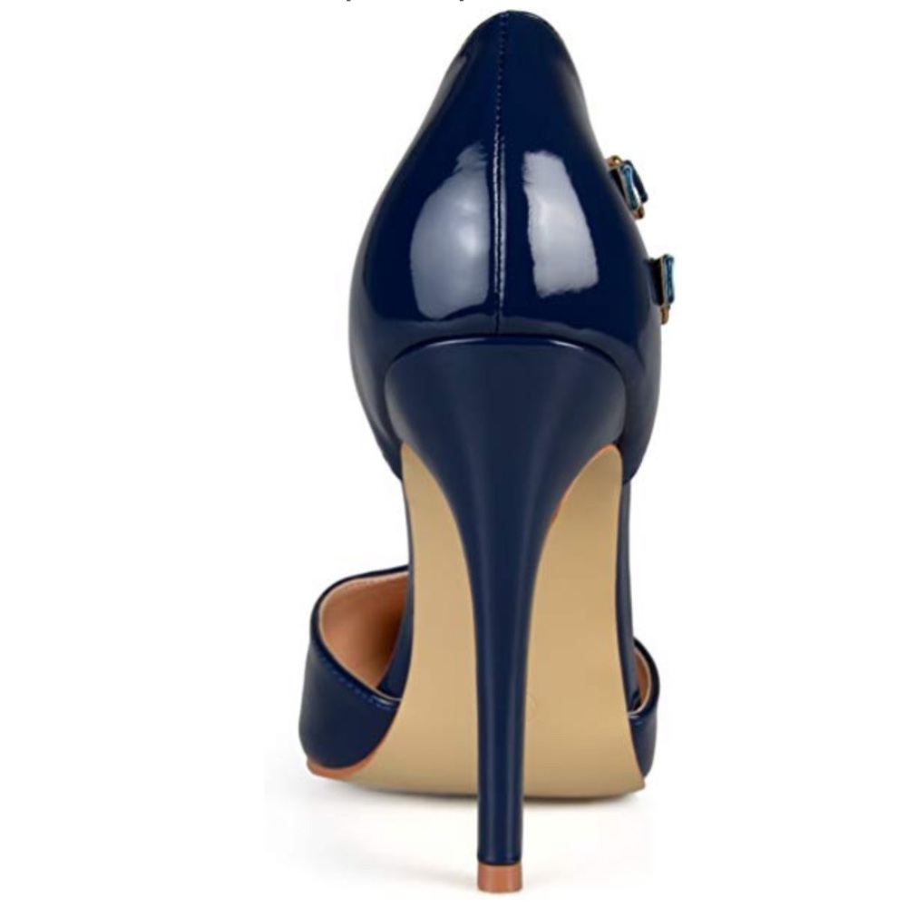 NIB Decibel Patent Navy Blue T-Strap Stiletto Pump - Picture 4 of 5